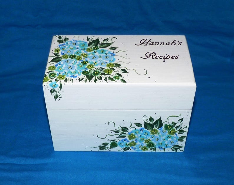 Housewarming Gift Wedding Gift Painted Flowers 4x6 Recipe Storage Box Recipe Box Personalized Custom Large Wood Recipe Card Holder