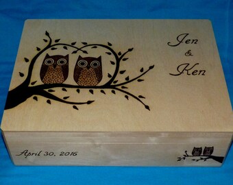 Decorative Wedding Card Holder Wedding Keepsake Card Box Large Wood Burned Gift Box Wooden Storage Personalized Custom Bridal Shower Gift