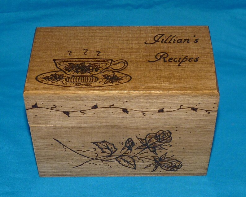Personalized Wood Recipe Box 4x6 Custom Burned Large Recipe Etsy
