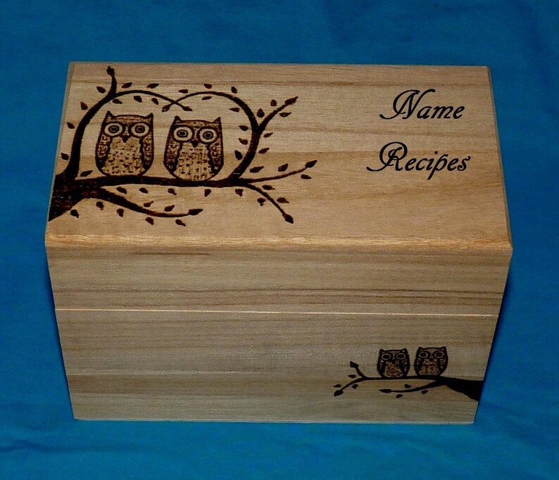 Personalized Wood Recipe Box 4x6 Custom Burned Large Recipe Etsy