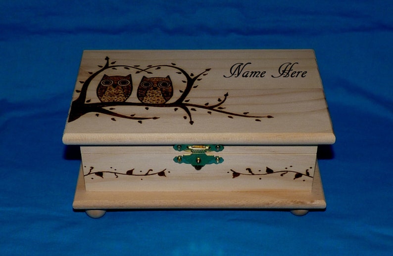 wooden handmade Solid box with lid trinket storage jewelry name card holder gift