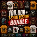 100,000+ T-Shirt Design Bundle | Graphic Tees, Vintage, Trendy, Pop Culture, Print-on-Demand, Editable Digital Download