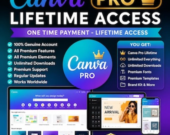 Abbonamento Canva Pro a vita: accesso premium immediato per i designer.