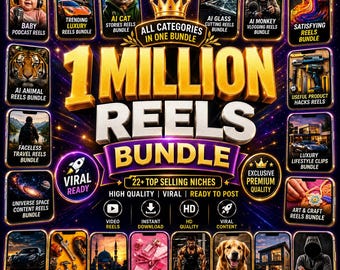 1 Million Reels Bundle, Viral Reels Bundle, Faceless Reels, Social Media Content Bundle, Instagram Reels, TikTok Videos, Digital Download