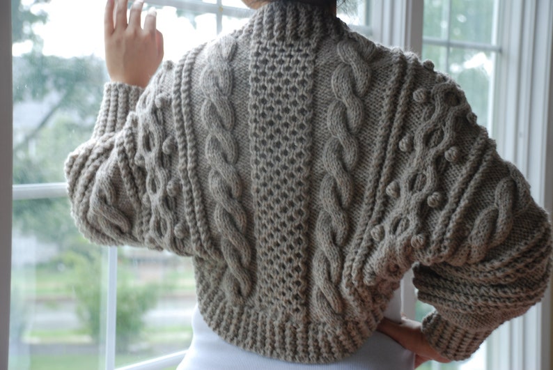 Hand Knit Women Chunky Cable Aran Shrug Bolero Sweater Etsy