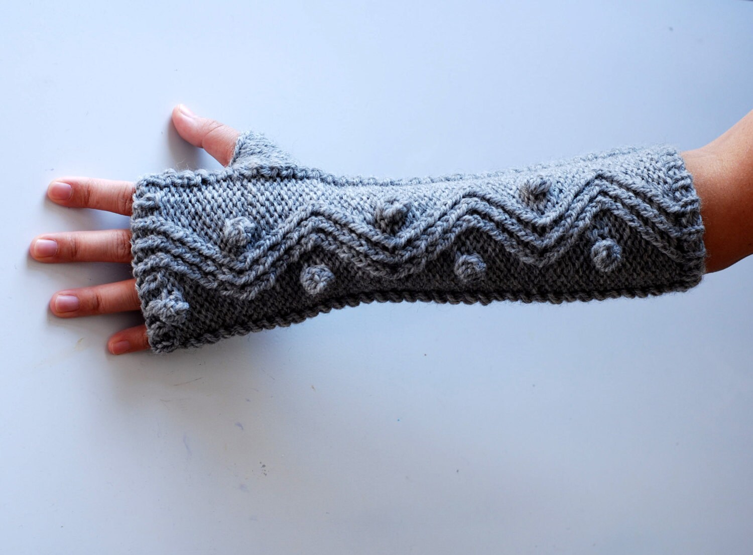 Hand Knit Whole Wool Long Arm Wrist Warmers Fingerless Chunky Etsy