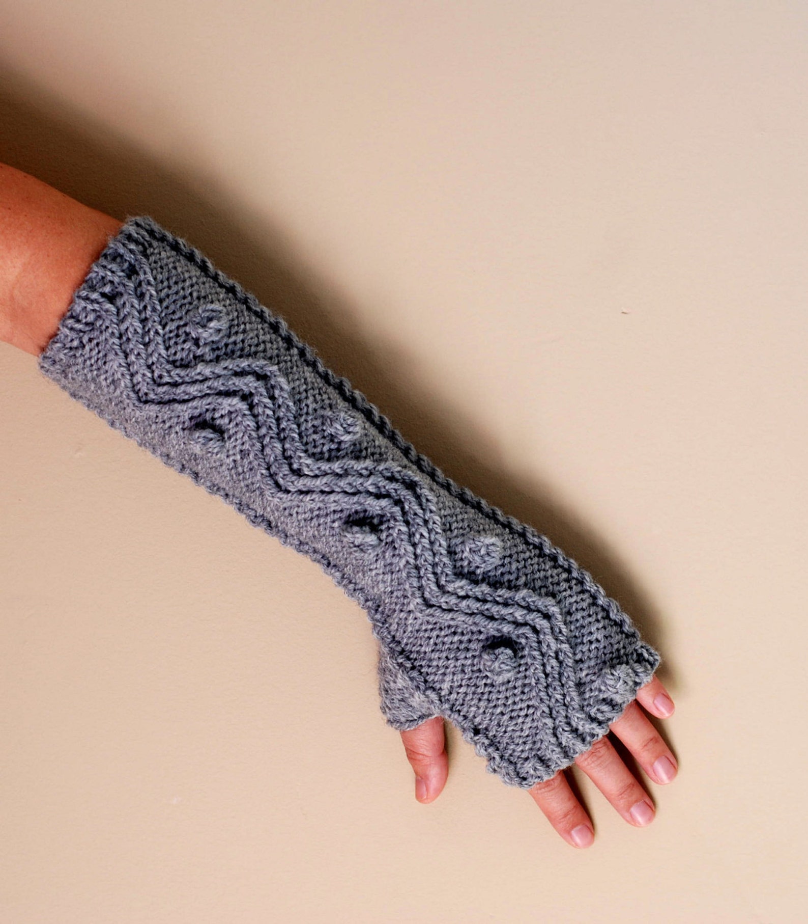Hand Knit Whole Wool Long Arm Wrist Warmers Fingerless Chunky Etsy