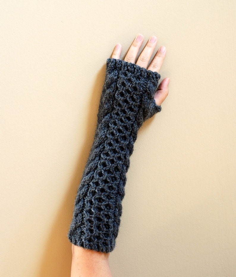 Hand Knit Whole Wool Long Arm Wrist Warmers Fingerless Chunky Etsy