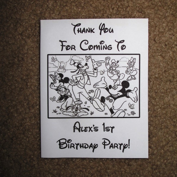 PDF FILE -- Mickey Mouse Clubhouse Inspired Mini Coloring Pages Booklet Personalized Customized Birthday Party Favors Supplies 1st Digital