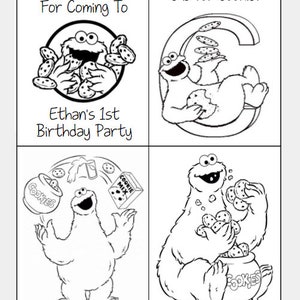Sesame Street Elmo Cookie Monster Inspired Personalized Mini Coloring ...