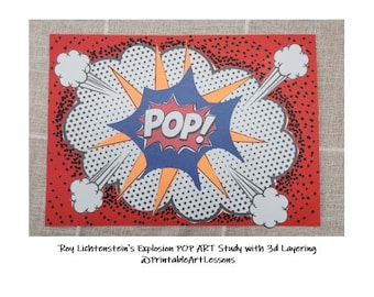Roy Lichtenstein Pop Art Lesson Plan Grade 3 Printable Artist Study Step by Step PDF K-8 Art Teacher