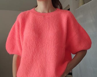 Pull Femme 20% Mohair - Pull en Maille Italienne Agréable - Tricot Fait en Italie - Plusieurs Coloris Au Choix - TU convient du S au L