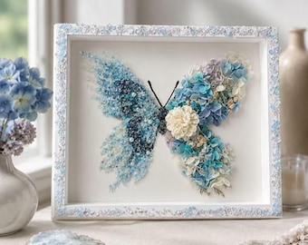 Benutzerdefinierte Trockenblume Schmetterling Rahmen, botanische Wandkunst, Natur inspiriert Dekor