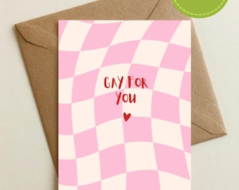 Süße LGBTQ+ Karte zum Ausdrucken (13x18 cm) zum Ausdrucken. Sapphic, Gay, Love, Queer, Birthday, Valentines, Greeting Card. Instant Download.