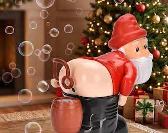 Divertida máquina de burbujas con forma de trasero de Papá Noel, juguete musical navideño, regalo de broma para fiestas