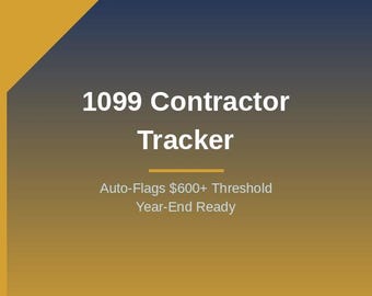 1099 Contractor Payment Tracker Excel | Auto-Flags Threshold | Small Business Bookkeeping Template