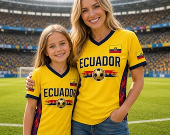 Camiseta de fútbol de Ecuador personalizada, camiseta de Ecuador con nombre, camiseta de fútbol amarilla, regalo para el aficionado de Ecuador