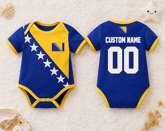Custom Bosnia Baby Bodysuit, Personalized Bosnian Soccer Onesie, Infant National Team Jersey, Newborn Football Outfit, Baby Shower Gift