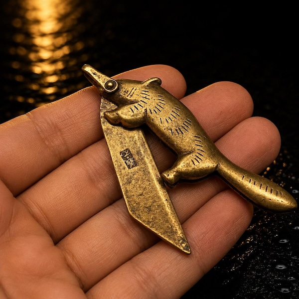 Vintage Brass Platypus Letter Opener, Handcrafted Desk Art Tool with Gentle Healing Energy