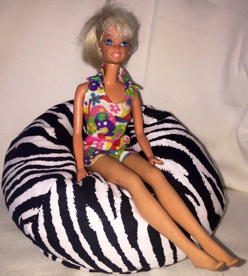 Zebra Print Bean Bag Chairs For Barbie Dolls Etsy