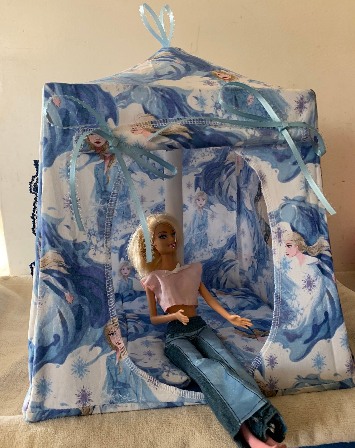 Pink Daisy Barbie Tents With Matching Bean Bag Chair for | Etsy