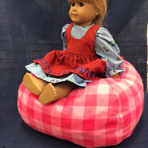 American Girl Doll Bean Bag Chair Candy Pink With White Etsy