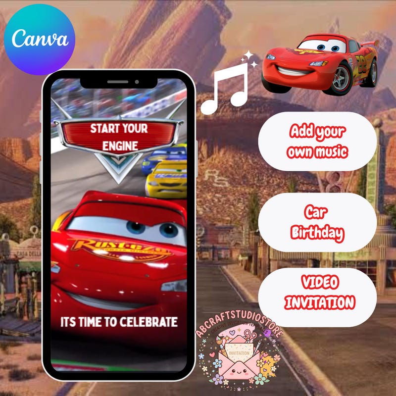 Invitation rayo mcqueen - Etsy México