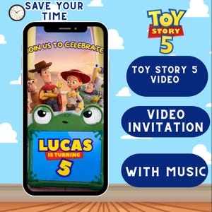 Invito video personalizzato per il compleanno a tema Toy Story, invito per la festa di Woody, invito animato di Buzz Lightyear, invito video, giocattolo, invito video per ragazzi