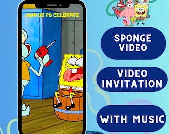 Invitación de video animada de Sponge / Plantilla editable de Canva
