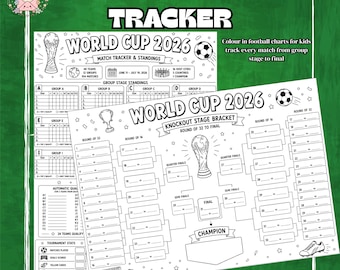World Cup 2026 Printable Tracker for Kids | Soccer & Football Tournament Bracket Chart