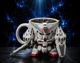 SD Gundam Mug STL File | Mecha Coffee Cup 3D Print Design | Chibi Robot Mug Holder | Anime Sci-Fi Desk Decor STL | Exclusive Collector Model