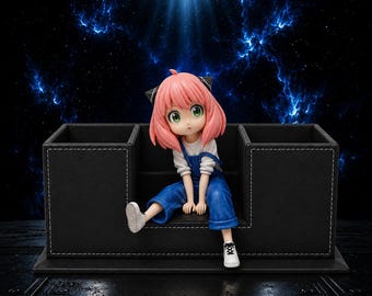 Anime Girl Makeup Organizer STL | Cute Desk Organizer 3D Print File | Kawaii Vanity Storage Holder | Chibi Character Pen & Cosmetic Hold