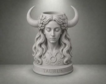 Taurus Pen Holder STL | Zodiac Desk Organizer 3D Print File | Bull Goddess Pencil Cup | Astrology Office Decor | Taurus Gift STL Download