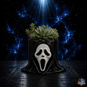 Ghostface Succulent Planter STL | Horror Movie Inspired 3D Print Pot | Spooky Desk Decor Digital Download