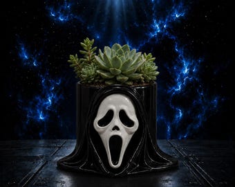 Ghostface Succulent Planter STL | Horror Movie Inspired 3D Print Pot | Spooky Desk Decor Digital Download