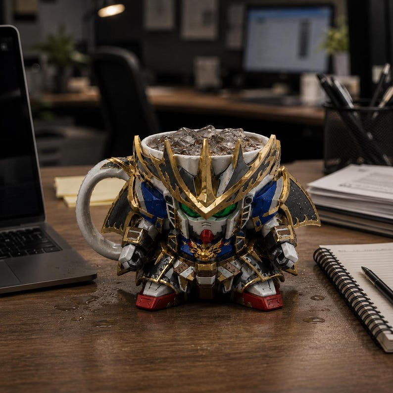 Royal Samurai Gundam Mug STL | Exclusive SD Mecha Cup Holder 3D Print File | Rare Anime Collector Model