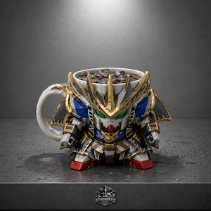 Royal Samurai Gundam Mug STL | Exclusive SD Mecha Cup Holder 3D Print File | Rare Anime Collector Model