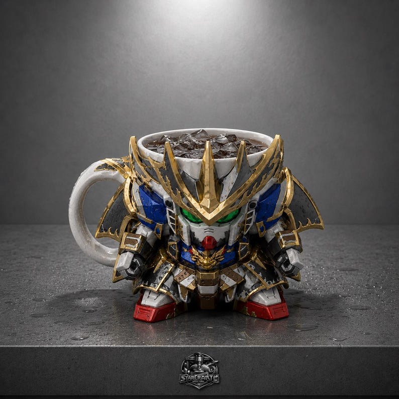 Royal Samurai Gundam Mug STL | Exclusive SD Mecha Cup Holder 3D Print File | Rare Anime Collector Model