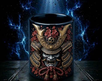 Samurai Oni Succulents Planter | Japanese Warrior Mask Pot 3D Print File | Gothic Home Decor | Anime Inspired Flower Pot | Digital Download