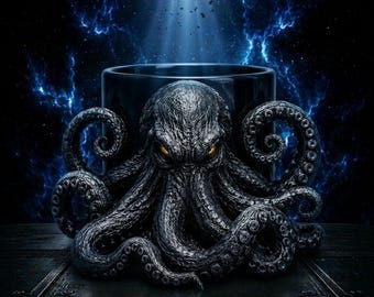 kraken octopus figure planter STL | Dark Fantasy Succulent Pot | Sea Monster Flower Pot | 3D File download