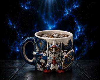 Knight Gundam Mug STL File | Fantasy Mecha Coffee Cup 3D Print | Rare SD Anime Collector Model