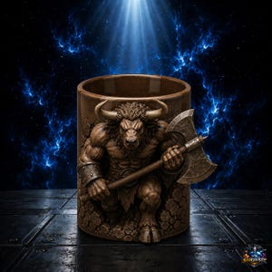 ミノタウロス多肉植物プランターSTL | ファンタジー戦士植木鉢3Dプリントファイル | 神話装飾 | 詳細なレジンSTL | デスクトッププランター