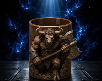 Minotaur Succulent Planter STL | Fantasy Warrior Plant Pot 3D Print File | Mythology Decor | Detailed Resin STL | Desktop Planter