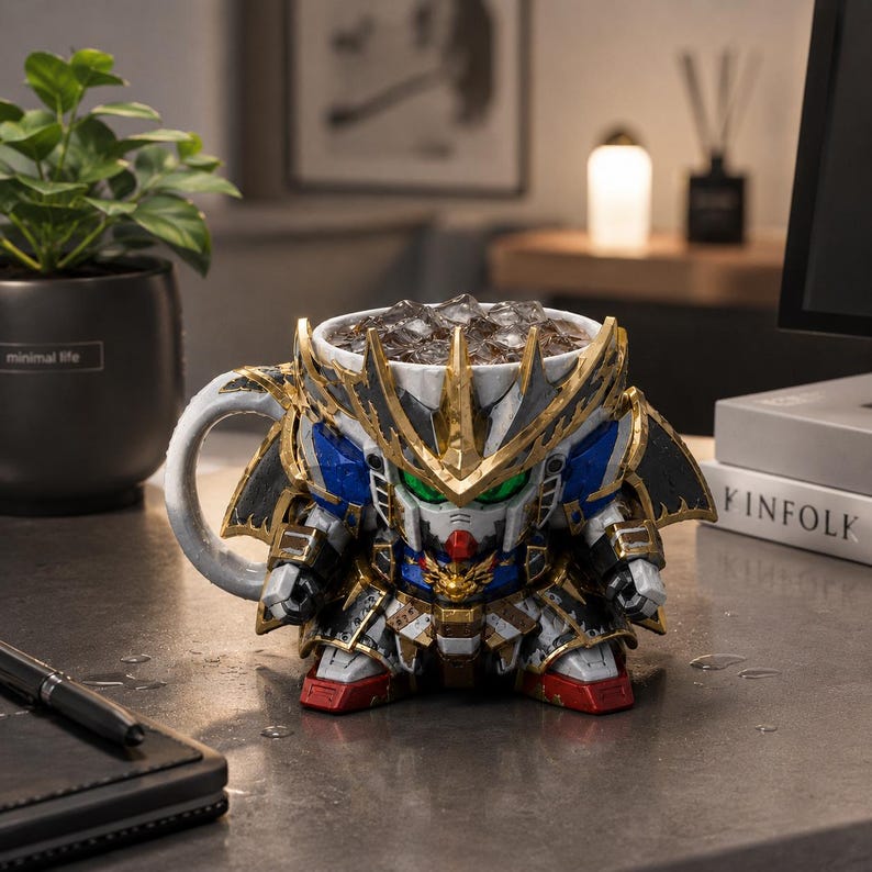 Royal Samurai Gundam Mug STL | Exclusive SD Mecha Cup Holder 3D Print File | Rare Anime Collector Model