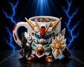 Gundam Mecha Mug STL File | Chibi Anime Robot Cup 3D Print Model | Resin Printable Collectible STL | Exclusive Desk Decor