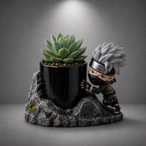 Kakashi Inspired Vase STL File | Anime Flower Pot Holder | 3D Printable Desk Decor Planter | Ninja Pen Holder Sculpture