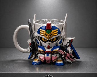 Gundam Mug STL File | Chibi Mecha Cup 3D Print Model | Anime Robot Mug STL | Resin & FDM Printable Collectible