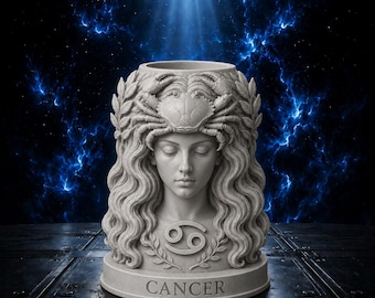 Cancer Zodiac Planter STL | Astrology Goddess Pot 3D Print File | Mythological Bust Vase | Horoscope Decor | Exclusive STL Model