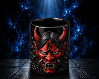 Red Oni Demon Planter STL | Japanese Yokai Succulent Pot | Gothic Desk Decor 3D Print File | Fantasy Oni Mask Planter | Resin STL Model
