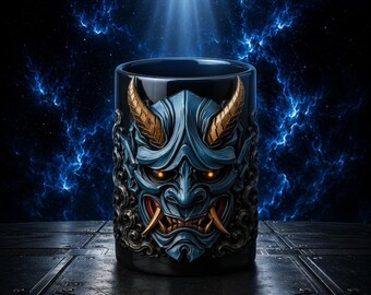 Oni Demon Planter STL | Japanese Mask Succulent Pot | Gothic Desk Decor 3D Print File | Fantasy Planter STL | Exclusive Resin STL Model
